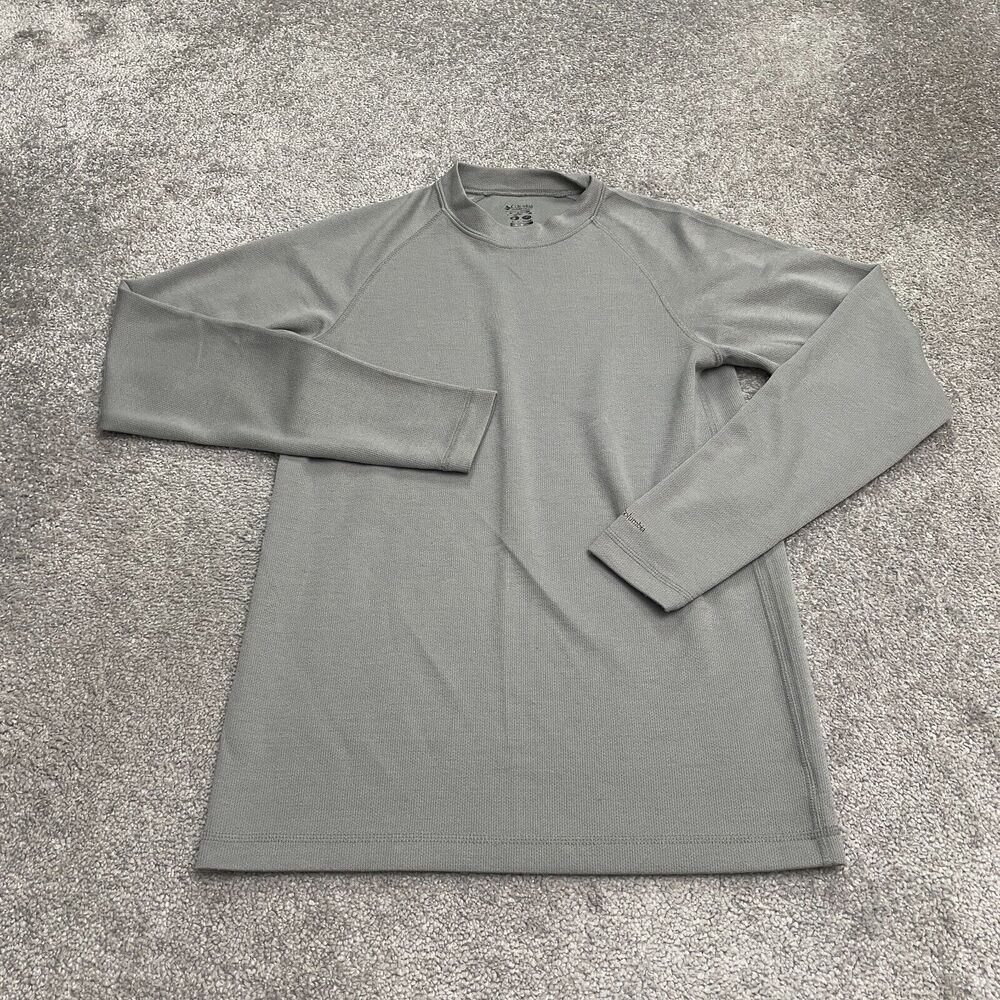 Columbia Omni Dry T-Shirt Mens Small Gray Crew Neck Long Sleeve Thumbholes Tee